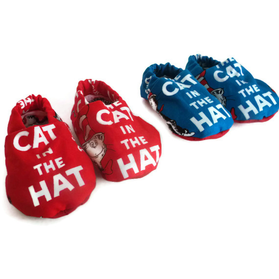 Baby Shoes, Baby Booties - Dr. Seuss The Cat In The Hat , Red Or Blue